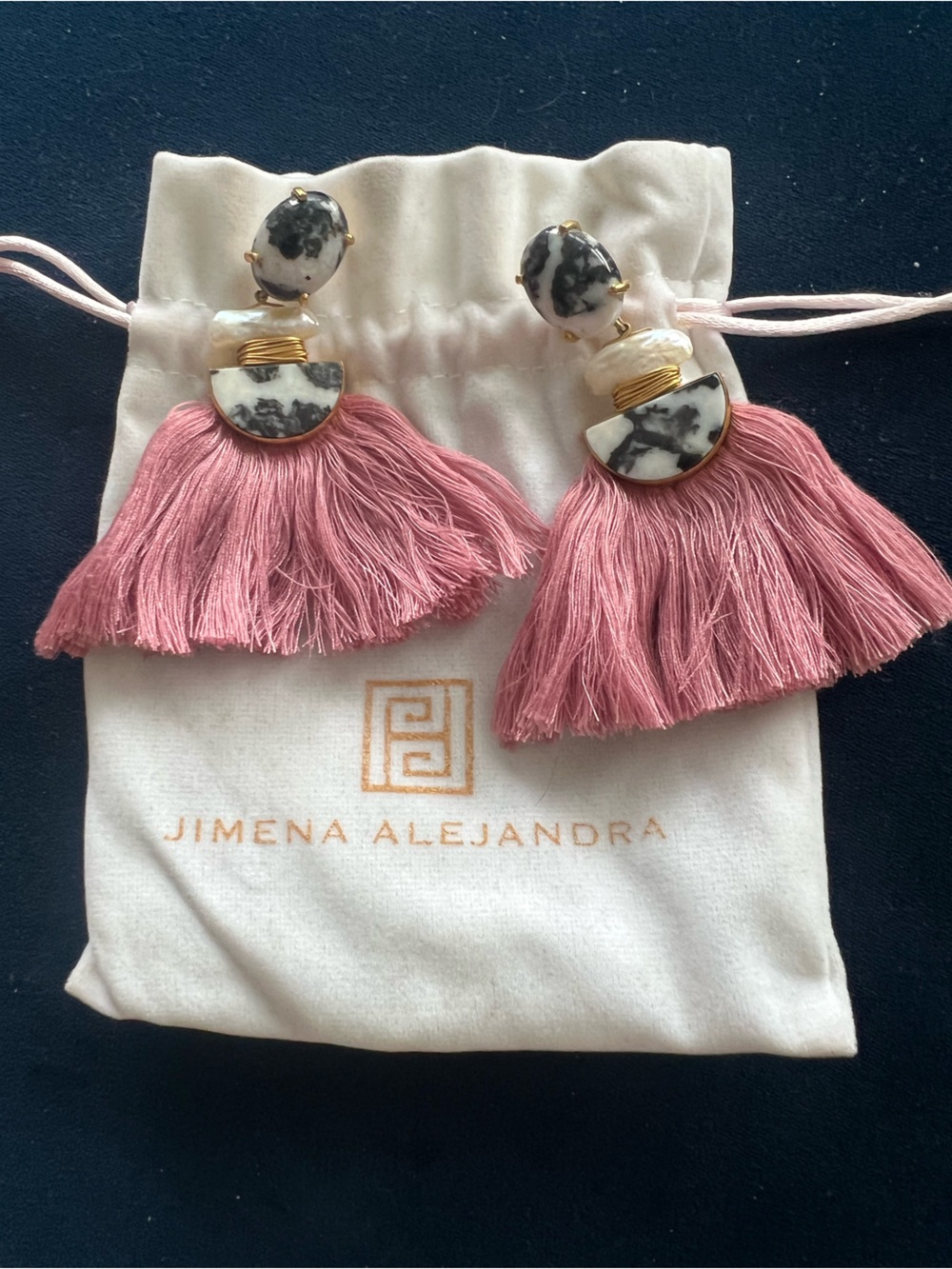 Pink Tassel Drop Earrings